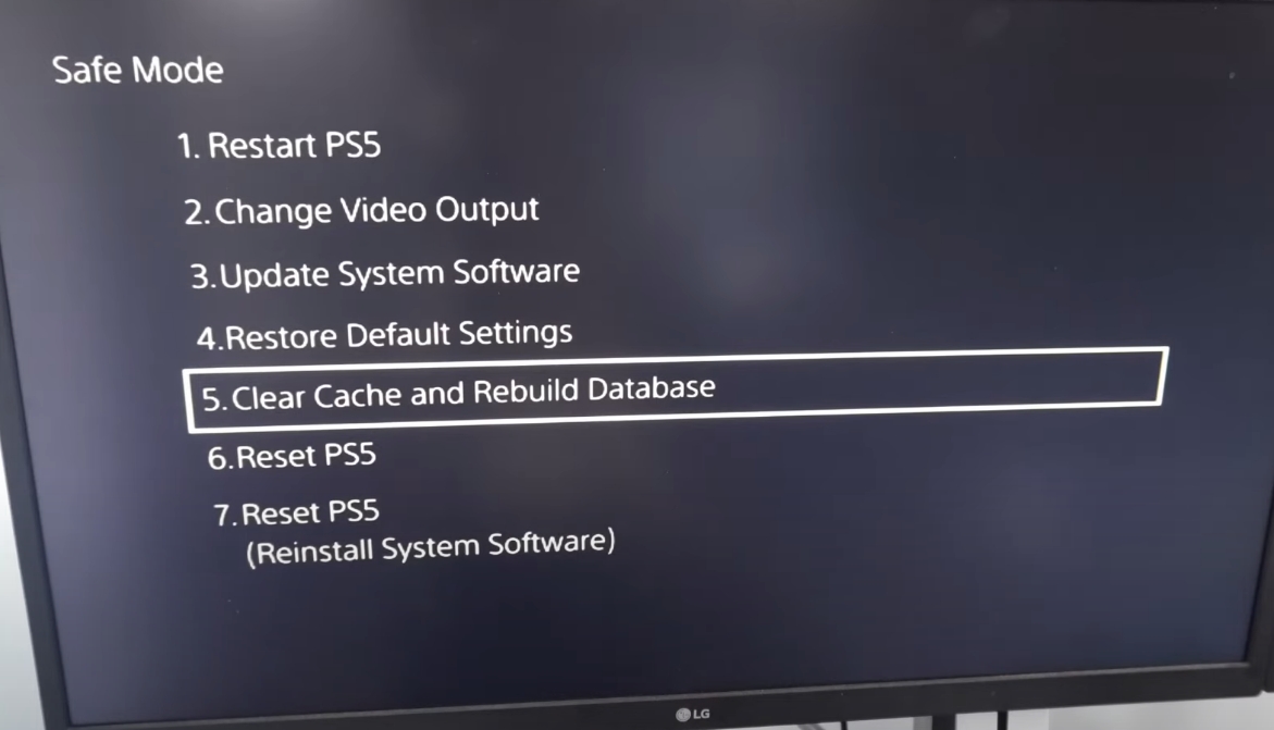 PS5 Clear Cache And Rebuild Database