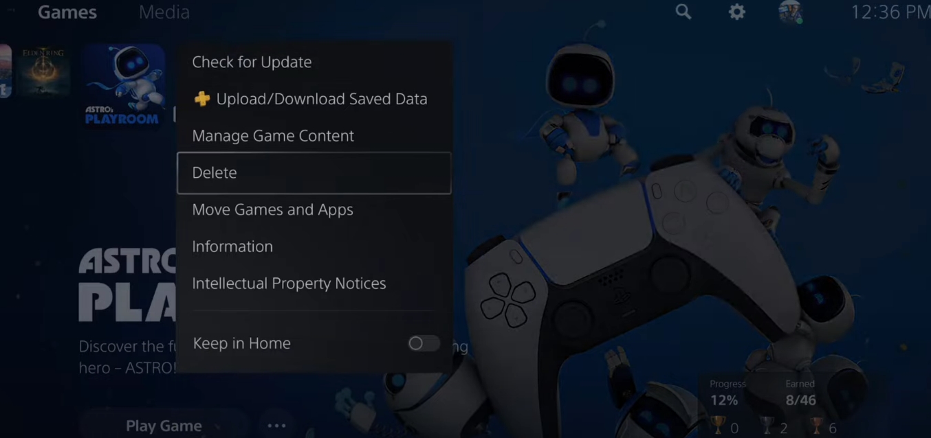 PS5 Delete Game