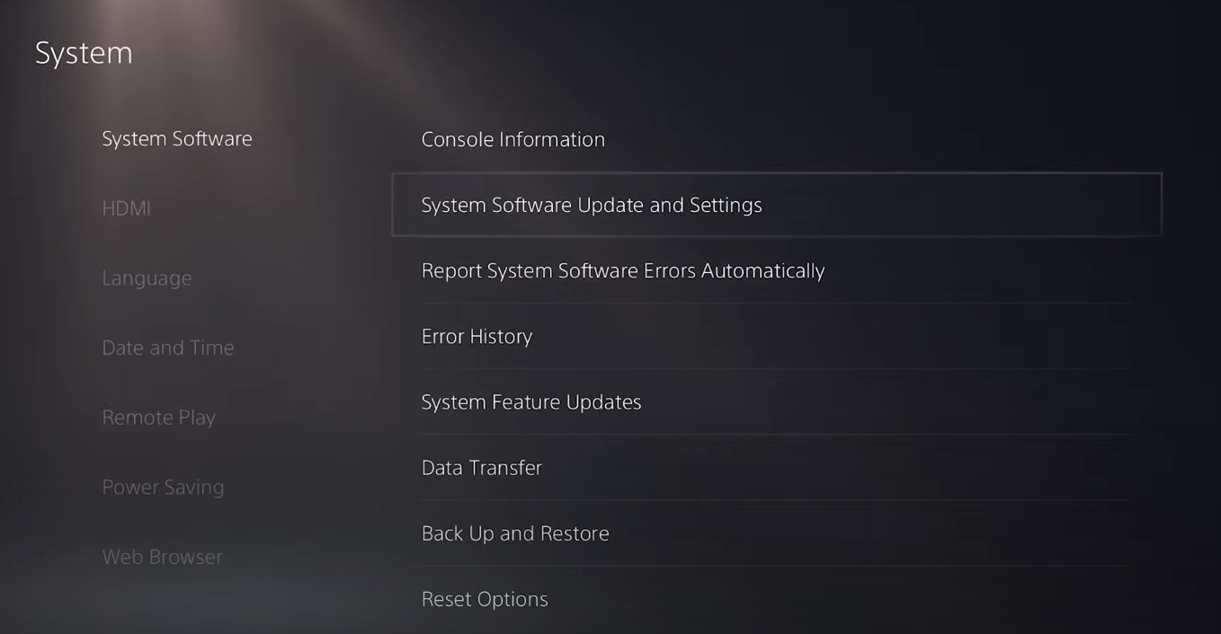 PS5 System Software Update And Settings