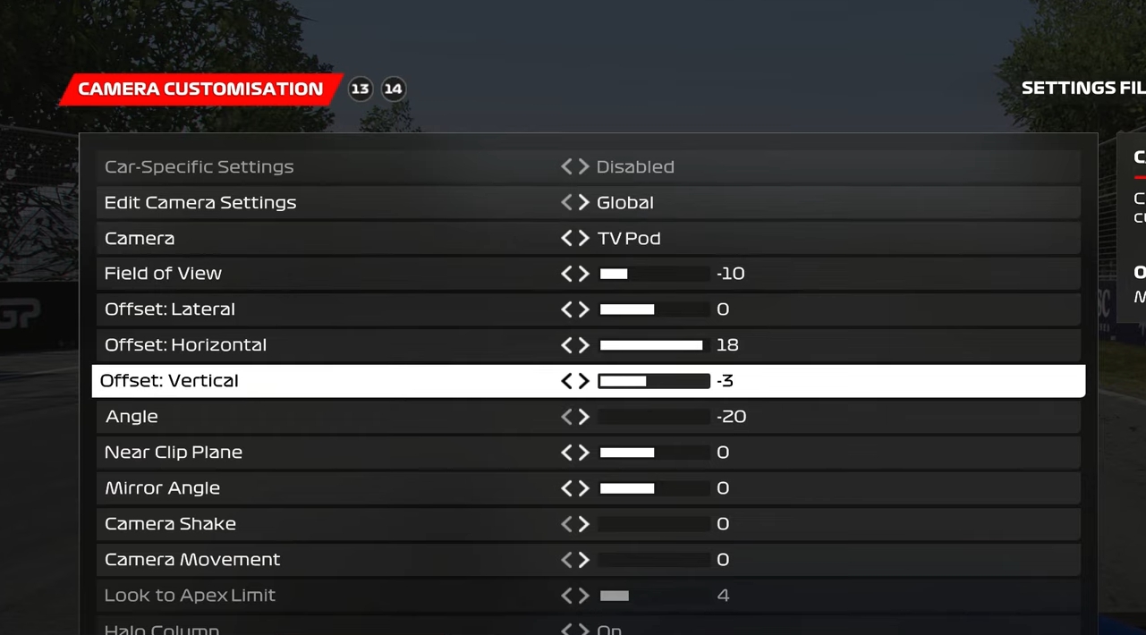 F1 23 Camera Customization Settings