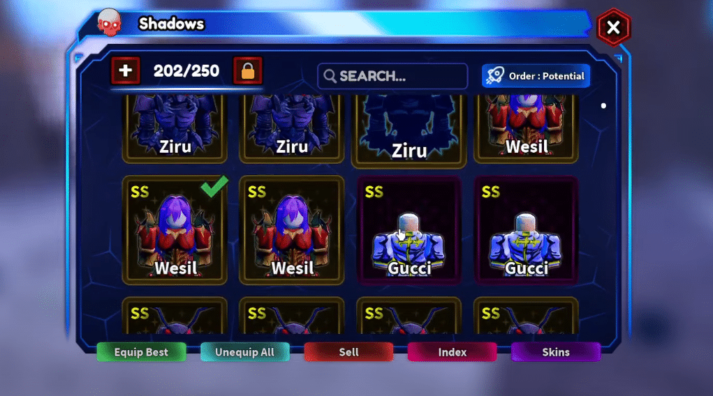 Wesil Shadow units in Arise Crossover