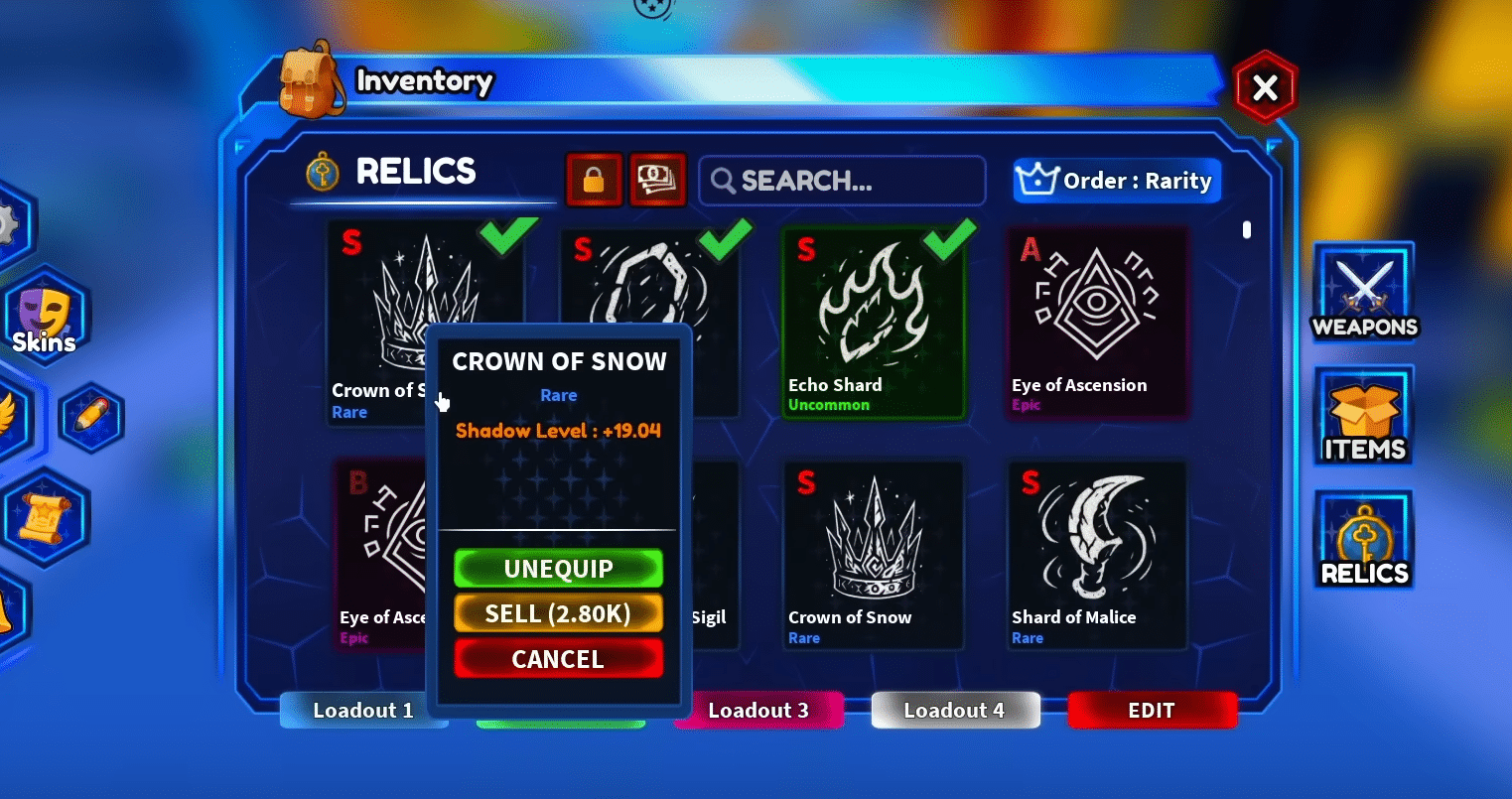 Relics in Arise Crossover.