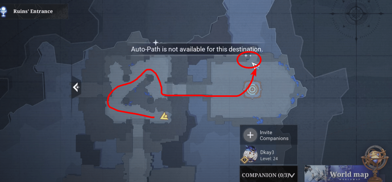 Chest location on the Upper Level of Ruins in Crystal of Atlan.