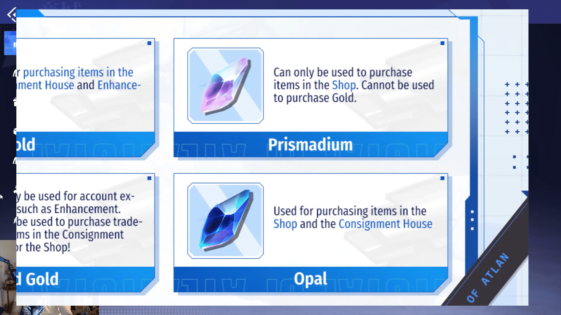 Premium currencies in Crystal of Atlan.