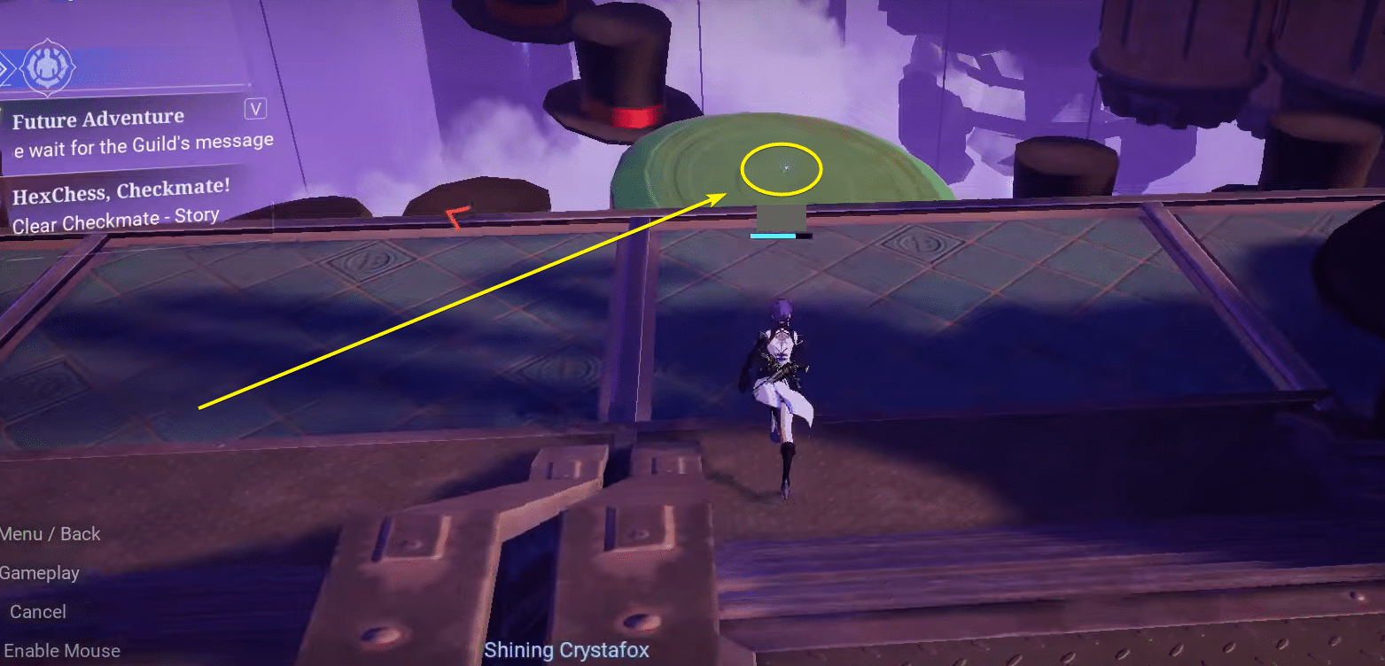 Card near floating hats in Crystal of Atlan.