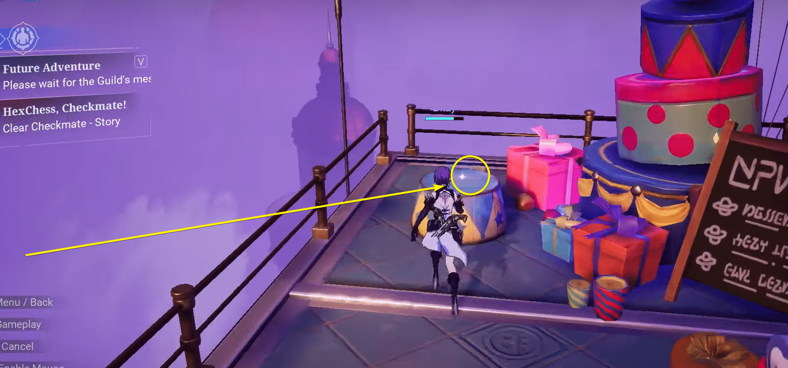 Card near presents in Crystal of Atlan.