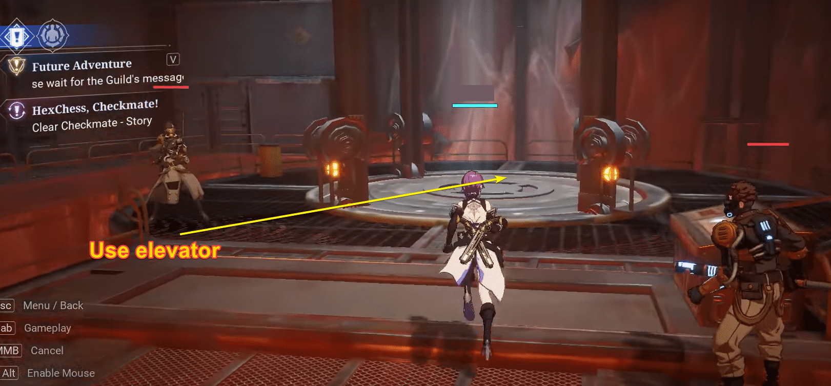 Using elevator in Crystal of Atlan.