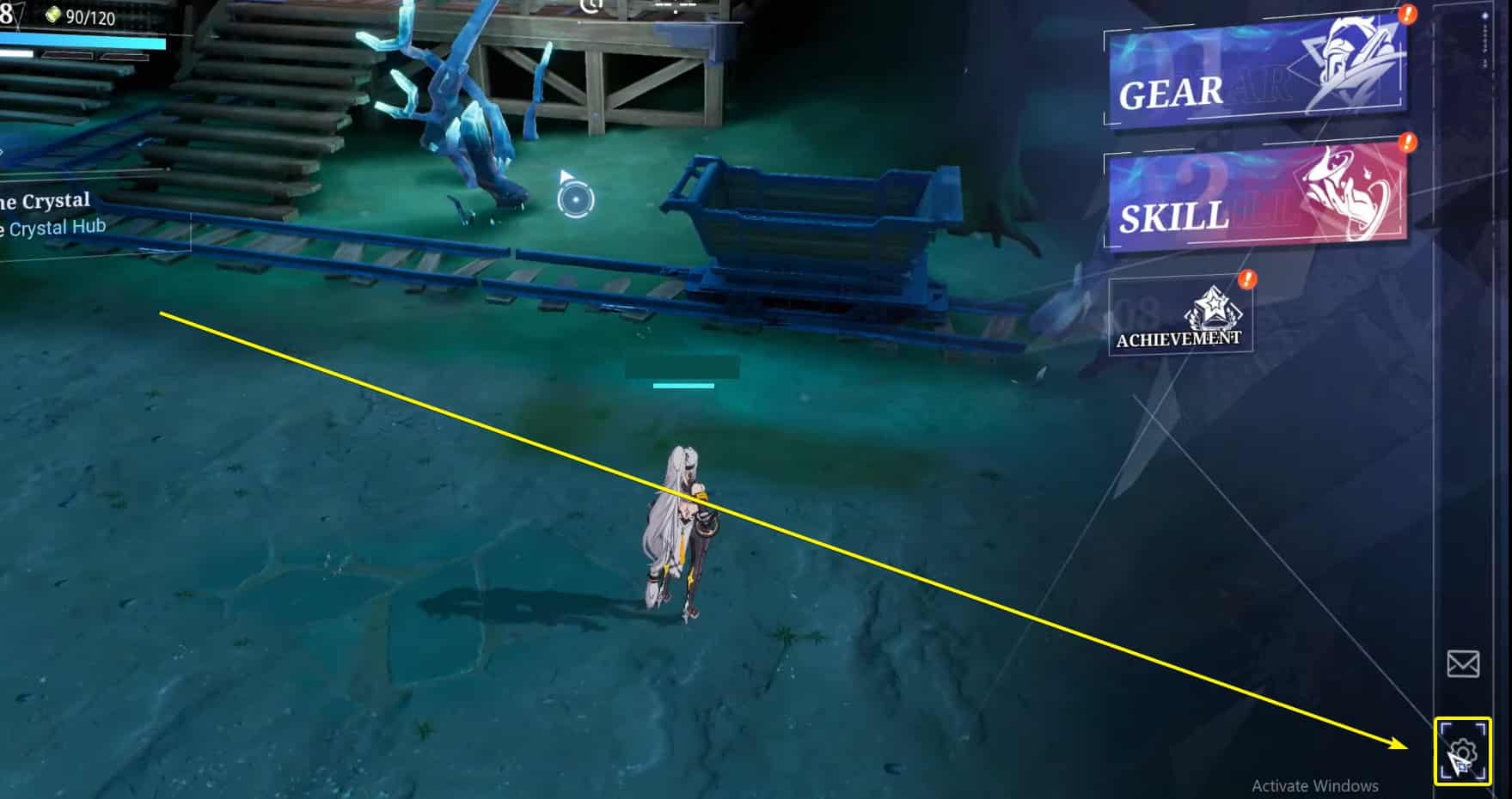Settings icon in Crystal of Atlan.