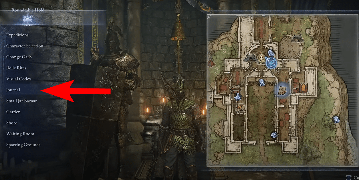 Journal location in Elden Ring: Nightreign for Remembrance Quests.