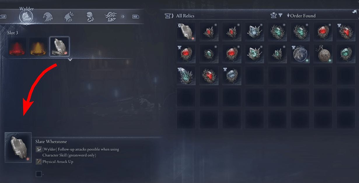 Equipping Wylder's Chalice with Slate Whetstone to unlock Wylder Hidden Ability in Elden Ring: Nightreign.