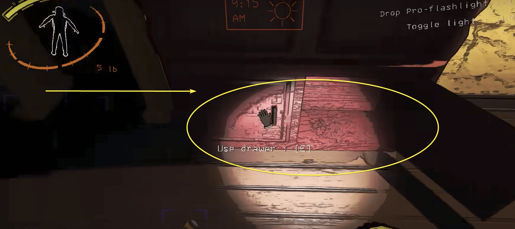 Using drawer in Lethal Company.