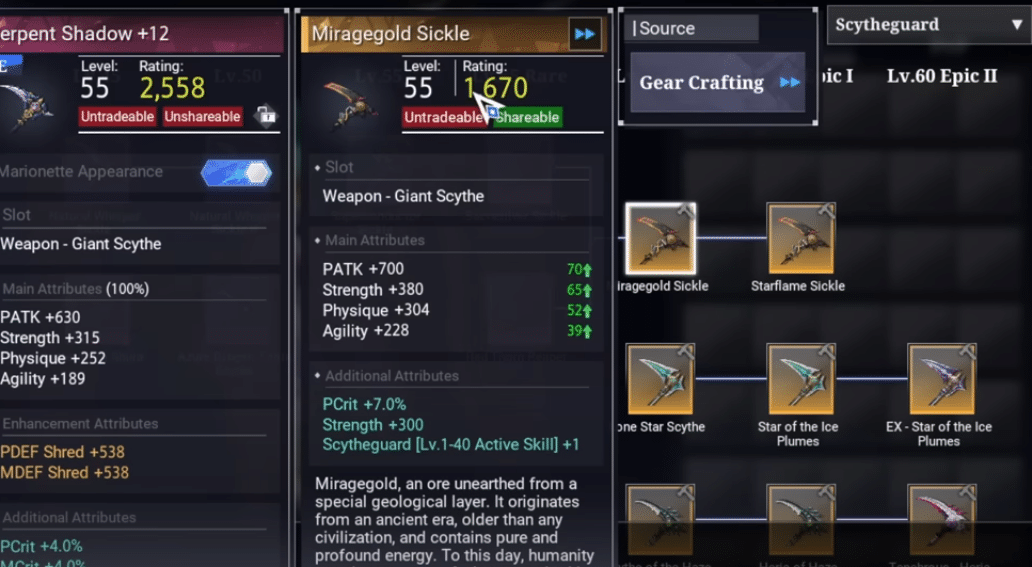 Crafting or relying on RNG for Best Lvl 55 to Lvl 60 Equipment in Crystal of Atlan.