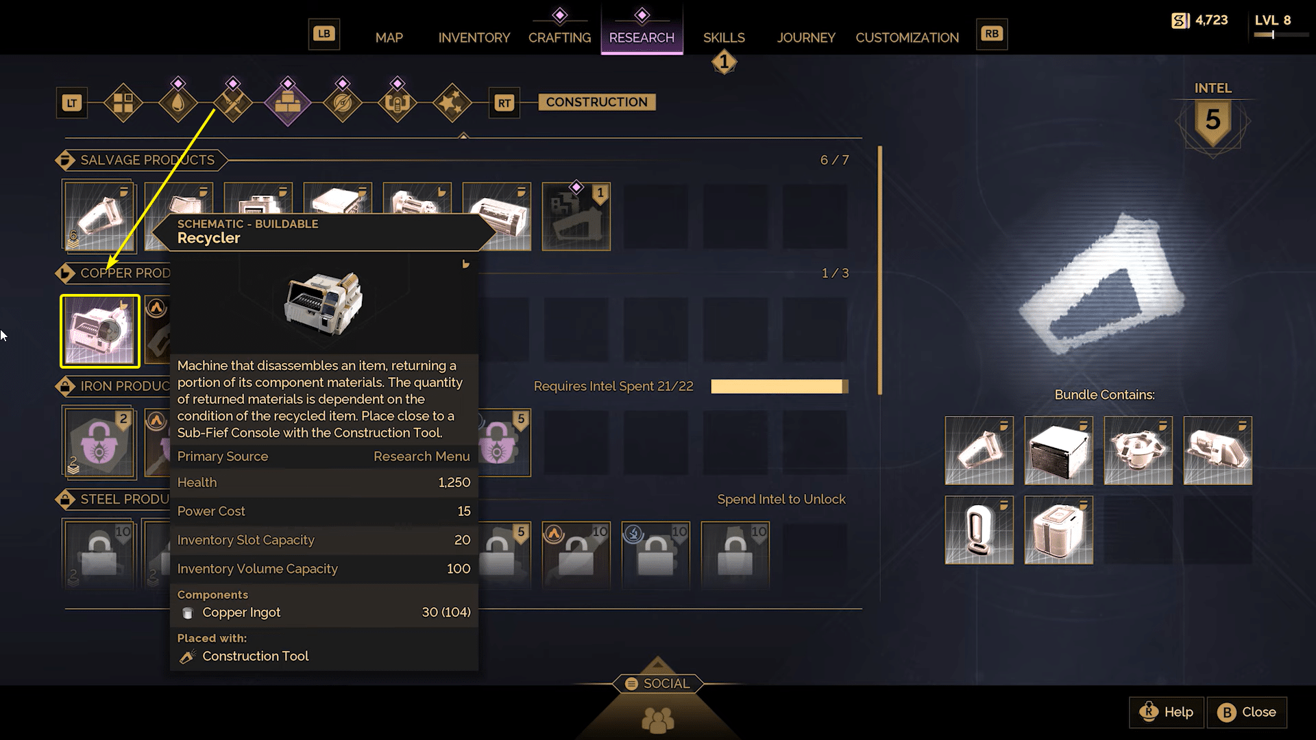 Recycler schematic in Dune Awakening.