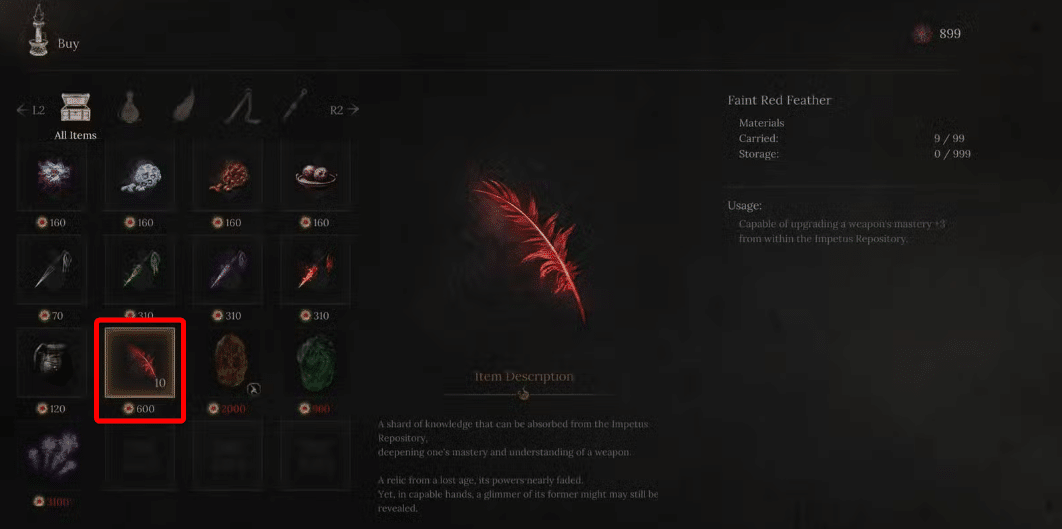 Use Red Feather to Max Weapon Upgrades in Wuchang: Fallen Feathers.