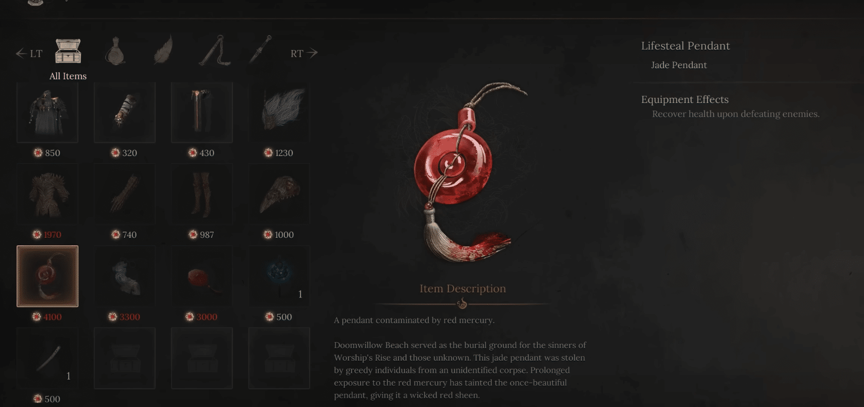 Lifesteal pendant Wuchang Fallen Feathers