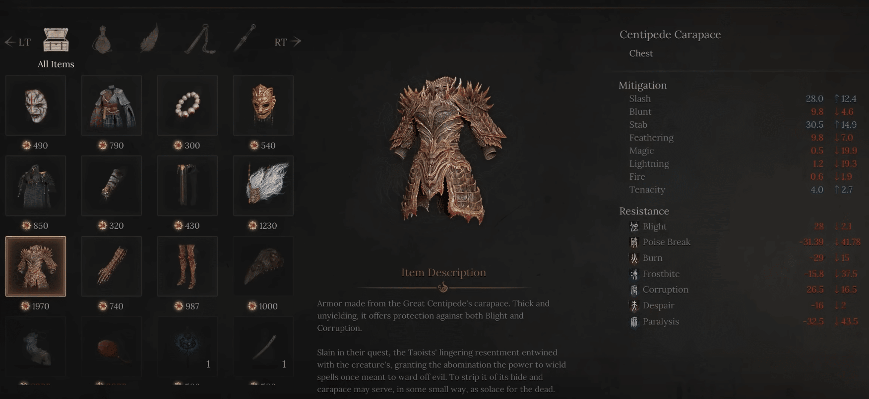 Centipede Carapace Wuchang Fallen Feathers