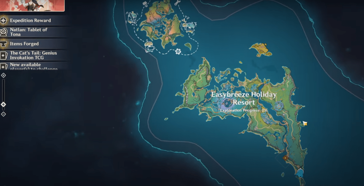 Easybreeze Holiday Resort Map and Layout in Genshin Impact.
