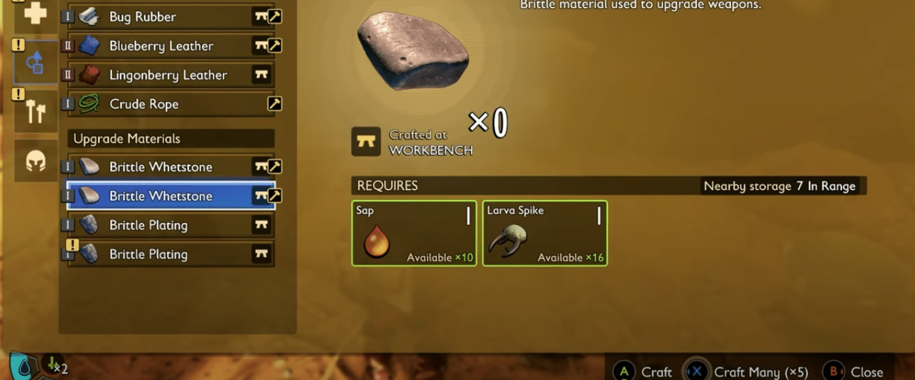 Crafting Brittle Whetstone without having to mine for Quartzite shards in Grounded 2.