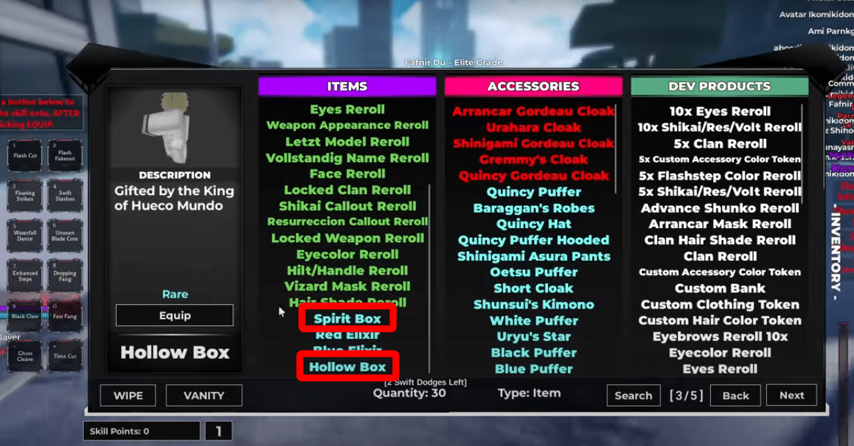 Using Hollow Box and Spirit Box to get Fulmen in Type Soul.